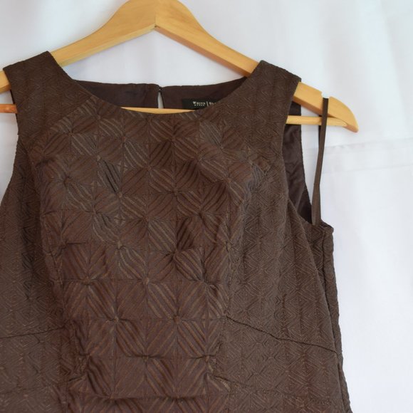 WHBM Espresso Textured Sleeveless A-Line Dress - Picture 5 of 9